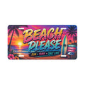 Beach Please Vanity Plate — Tropical Sunset Surf License Plate