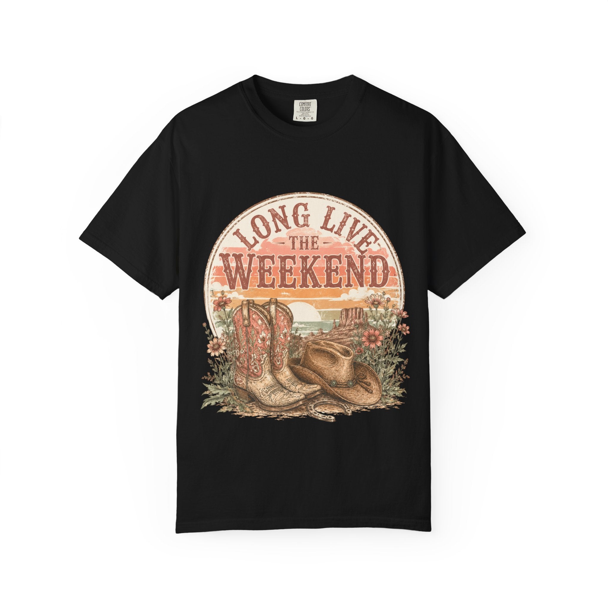 Weekend Vibes Cowboy Boots T-Shirt — "Long Live The Weekend" Graphic Tee