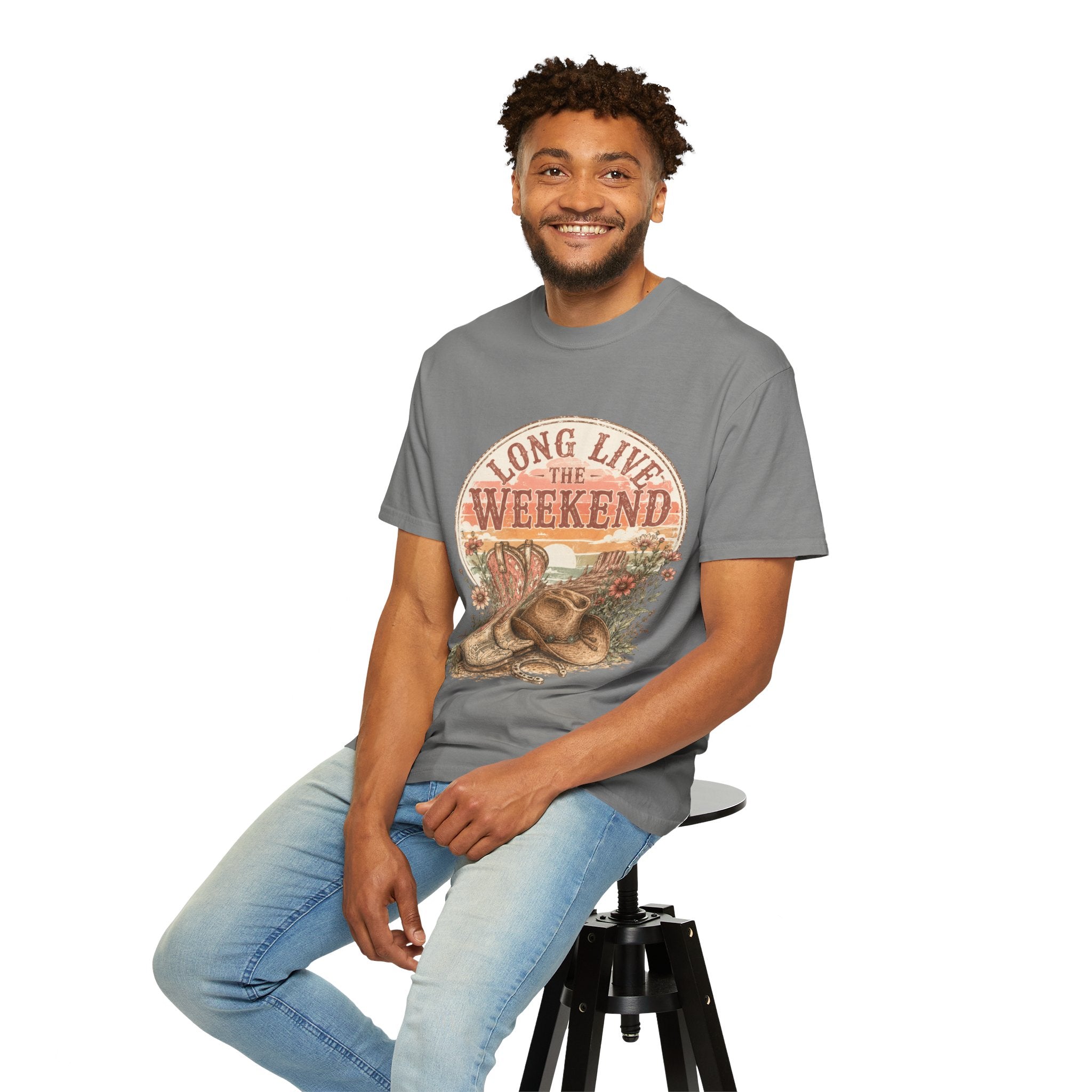 Weekend Vibes Cowboy Boots T-Shirt — "Long Live The Weekend" Graphic Tee