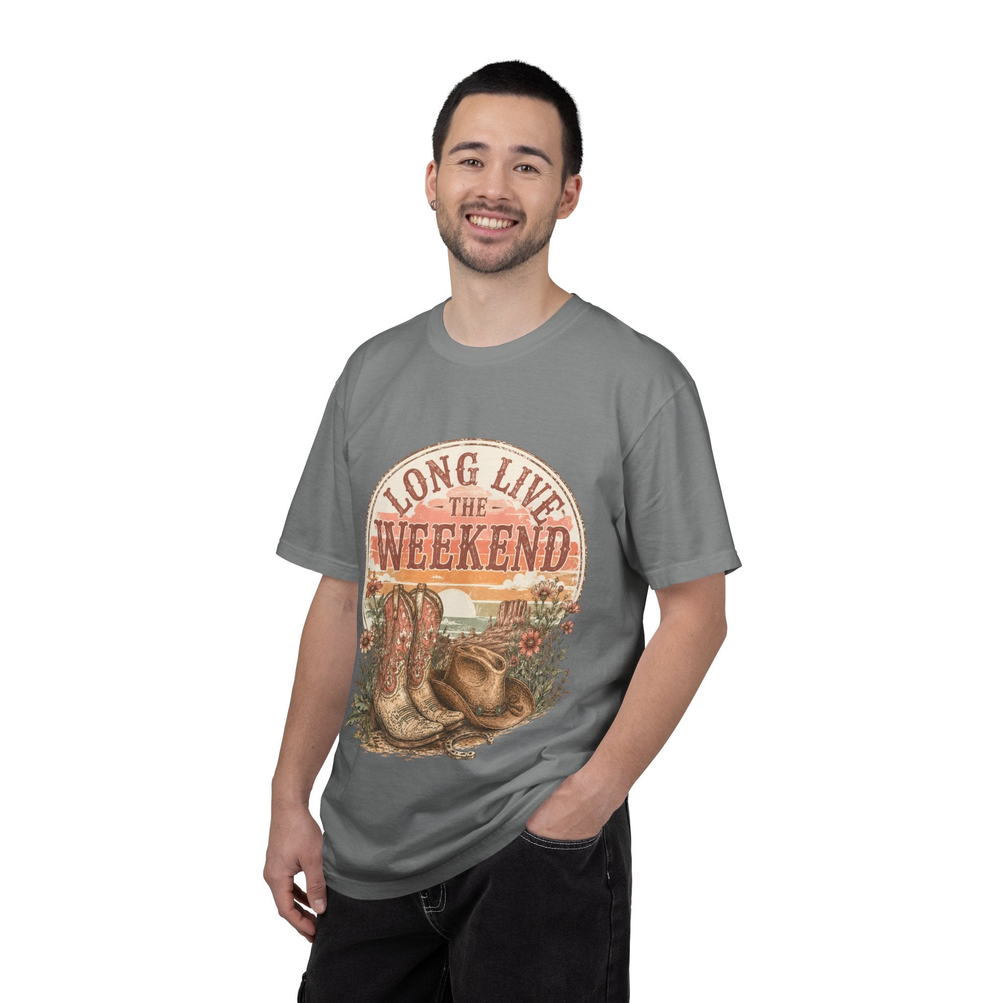 Weekend Vibes Cowboy Boots T-Shirt — "Long Live The Weekend" Graphic Tee