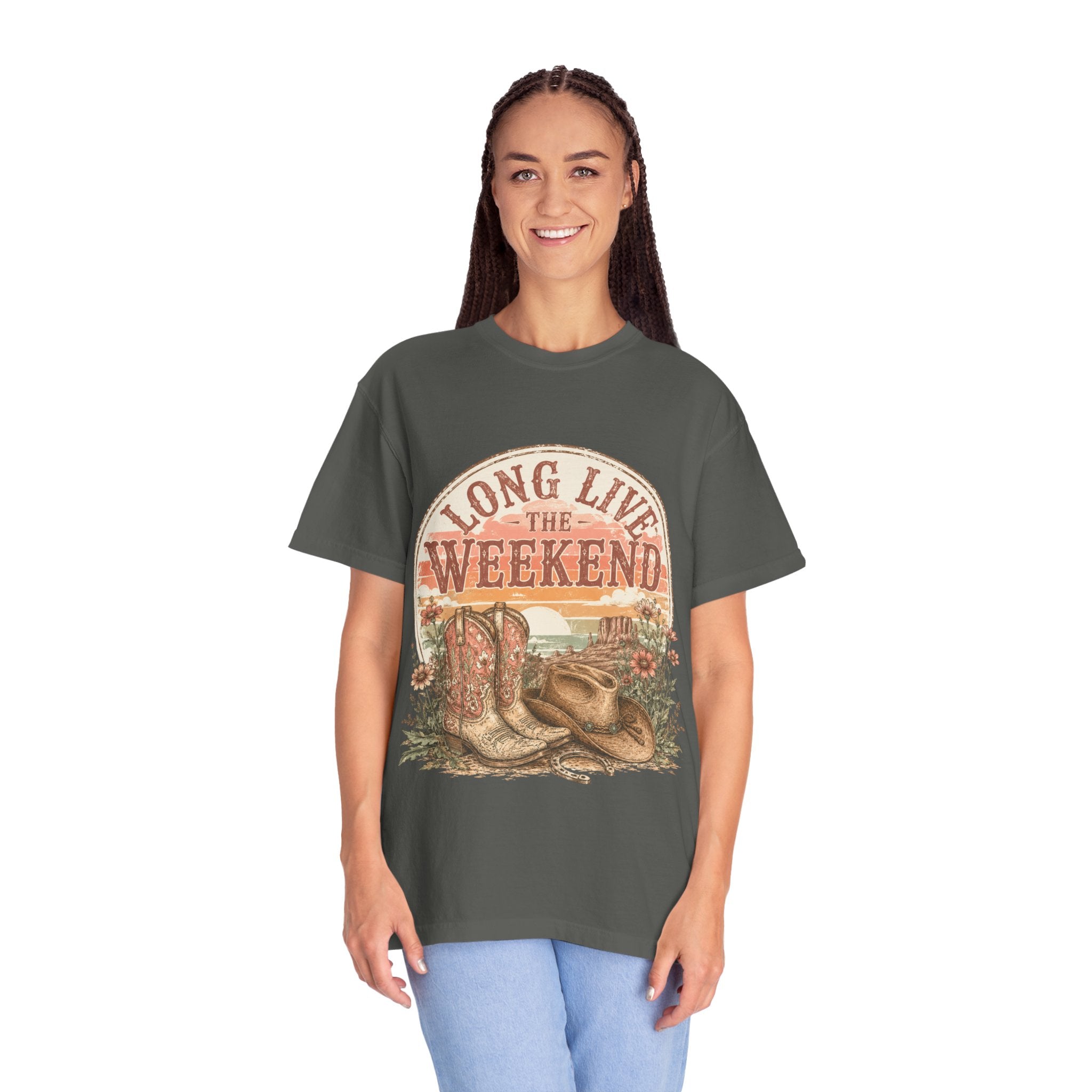 Weekend Vibes Cowboy Boots T-Shirt — "Long Live The Weekend" Graphic Tee