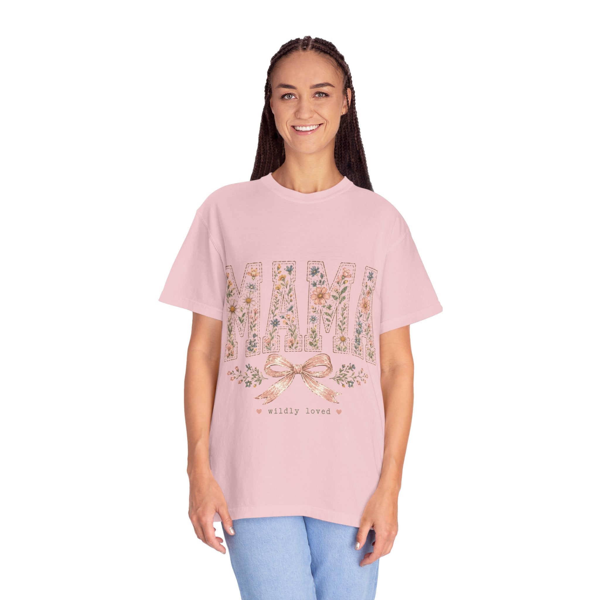 Mama Floral T‑Shirt – 'Wildly Loved' Bow Design, Mother's Day Gift