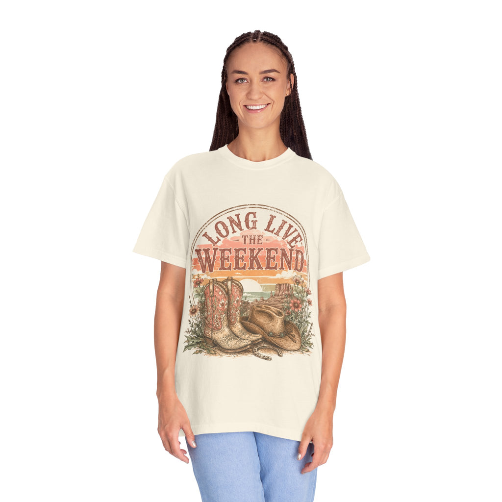 Weekend Vibes Cowboy Boots T-Shirt — "Long Live The Weekend" Graphic Tee