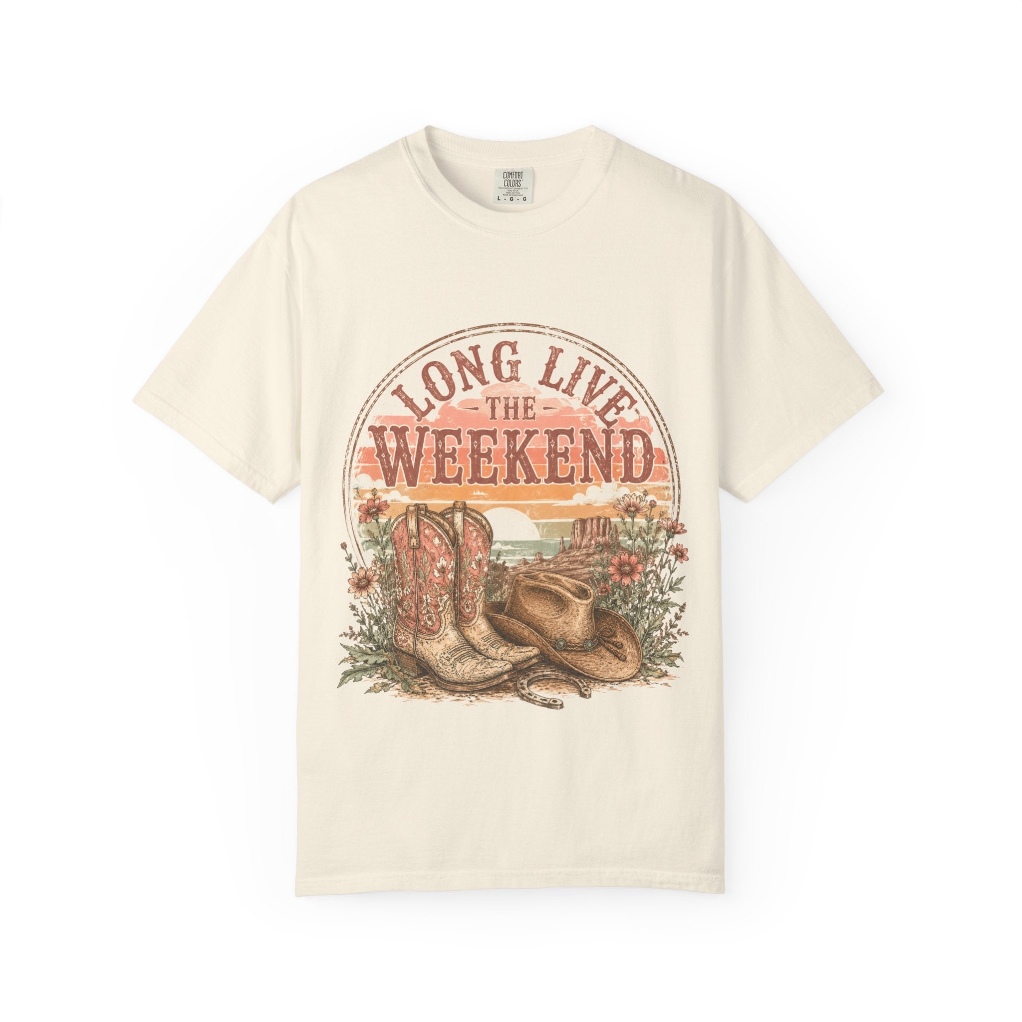 Weekend Vibes Cowboy Boots T-Shirt — "Long Live The Weekend" Graphic Tee