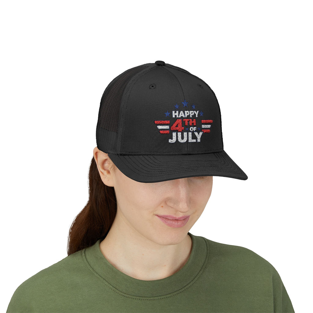 4th of July Trucker Hat – Patriotic Snapback Cap with Stars & Stripes Design