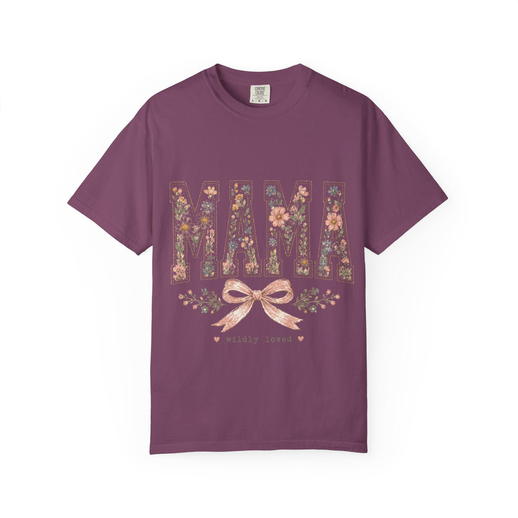 Mama Floral T‑Shirt – 'Wildly Loved' Bow Design, Mother's Day Gift
