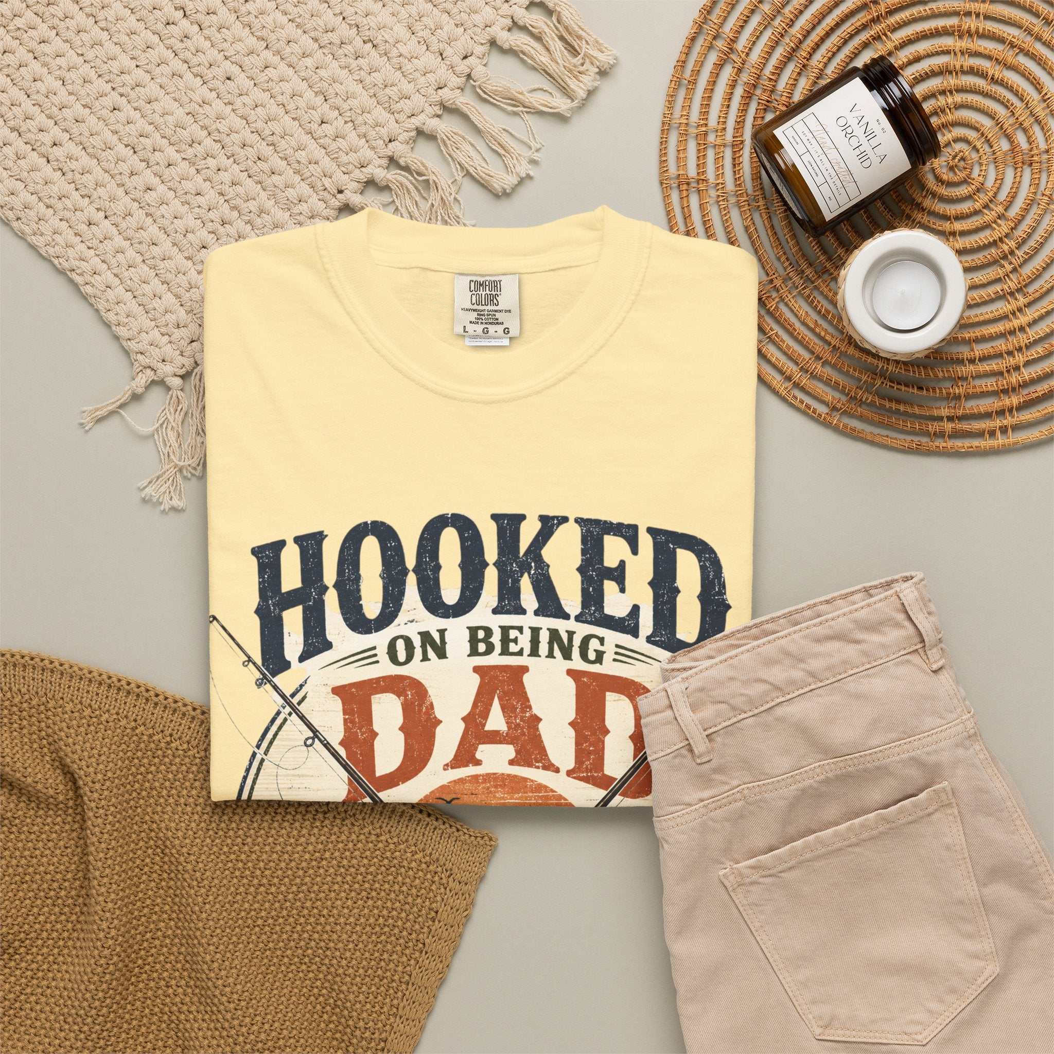 Hooked on Being Dad Fishing T-Shirt — Best Dad on the Lake Gift