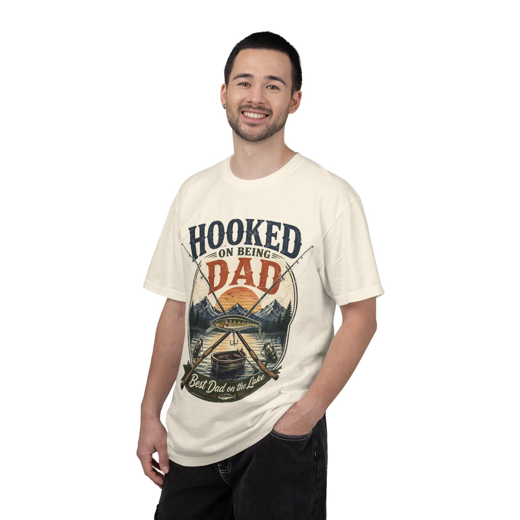 Hooked on Being Dad Fishing T-Shirt — Best Dad on the Lake Gift