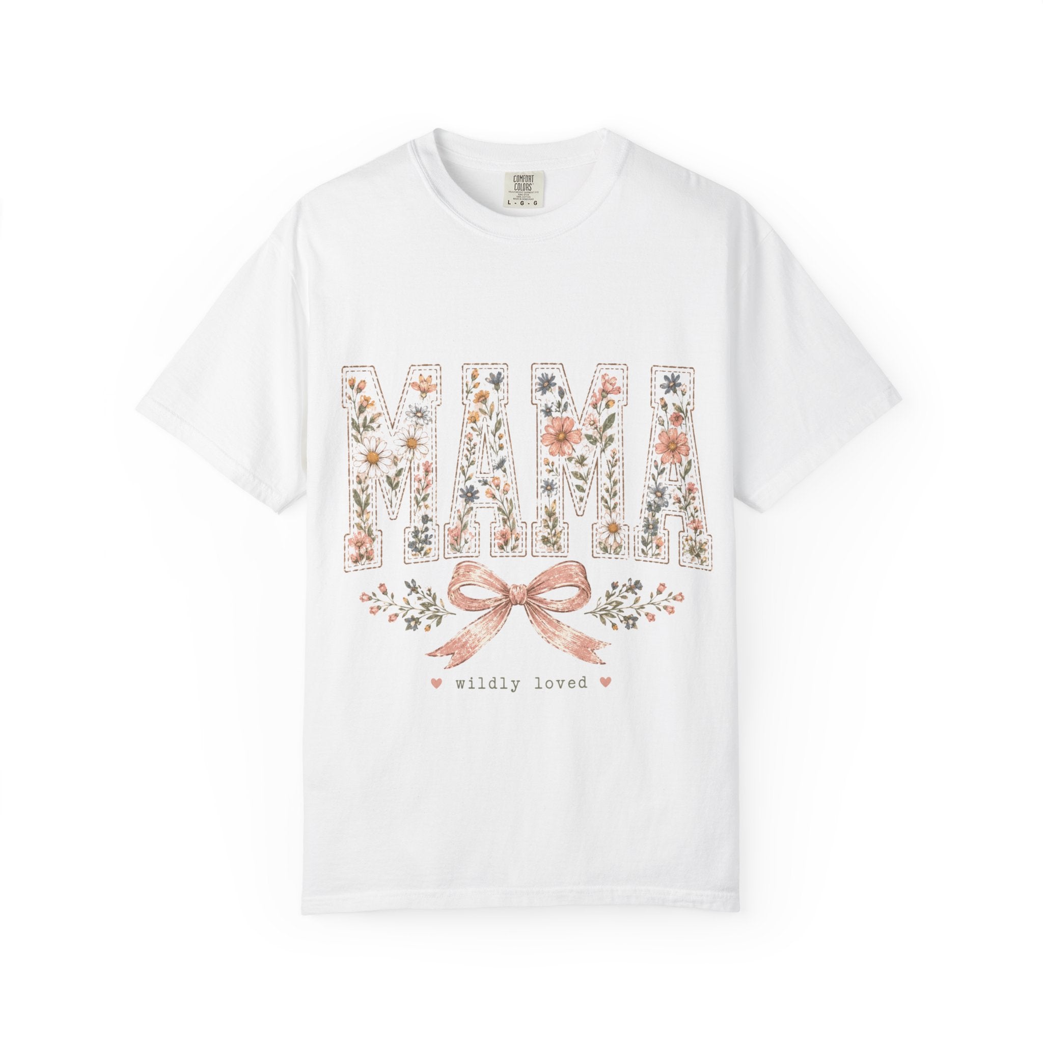 Mama Floral T‑Shirt – 'Wildly Loved' Bow Design, Mother's Day Gift