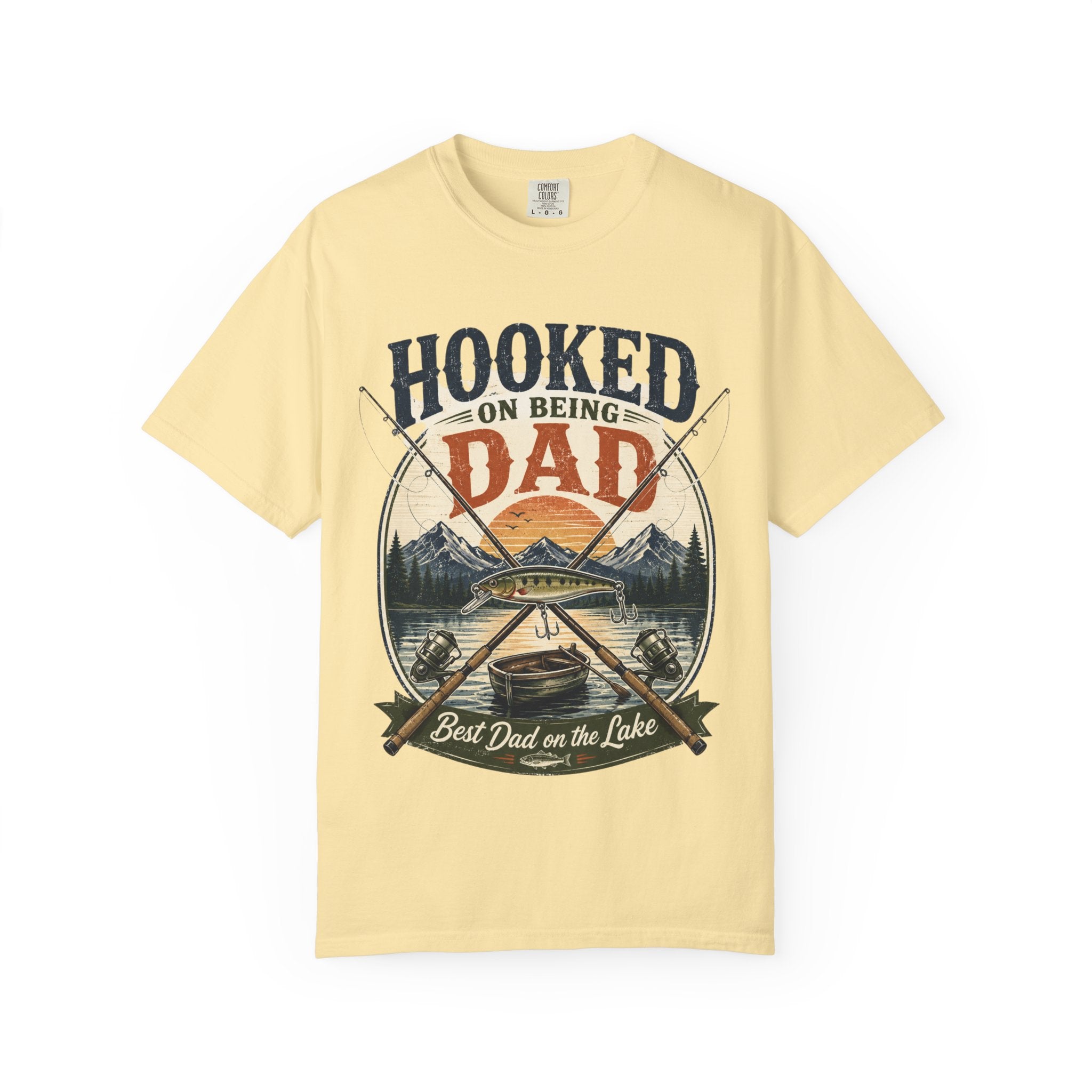 Hooked on Being Dad Fishing T-Shirt — Best Dad on the Lake Gift