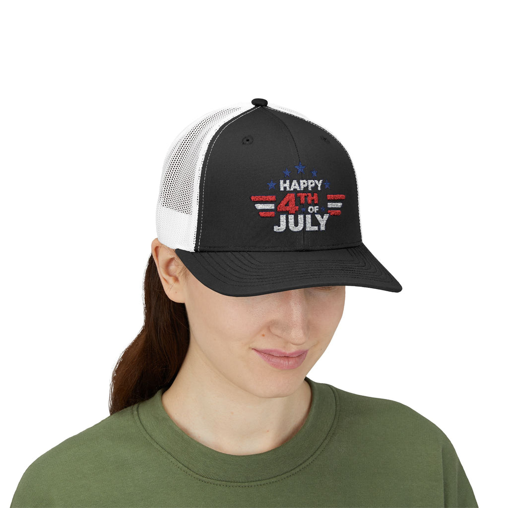 4th of July Trucker Hat – Patriotic Snapback Cap with Stars & Stripes Design