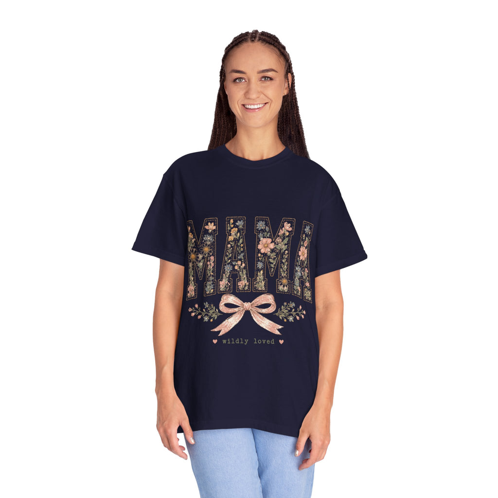 Mama Floral T‑Shirt – 'Wildly Loved' Bow Design, Mother's Day Gift