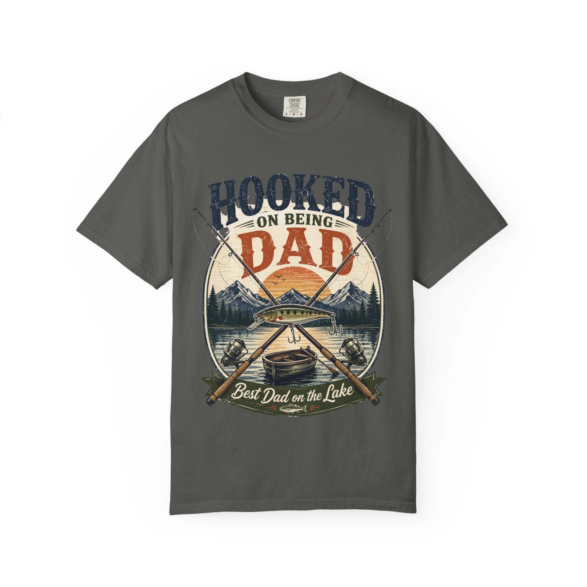 Hooked on Being Dad Fishing T-Shirt — Best Dad on the Lake Gift