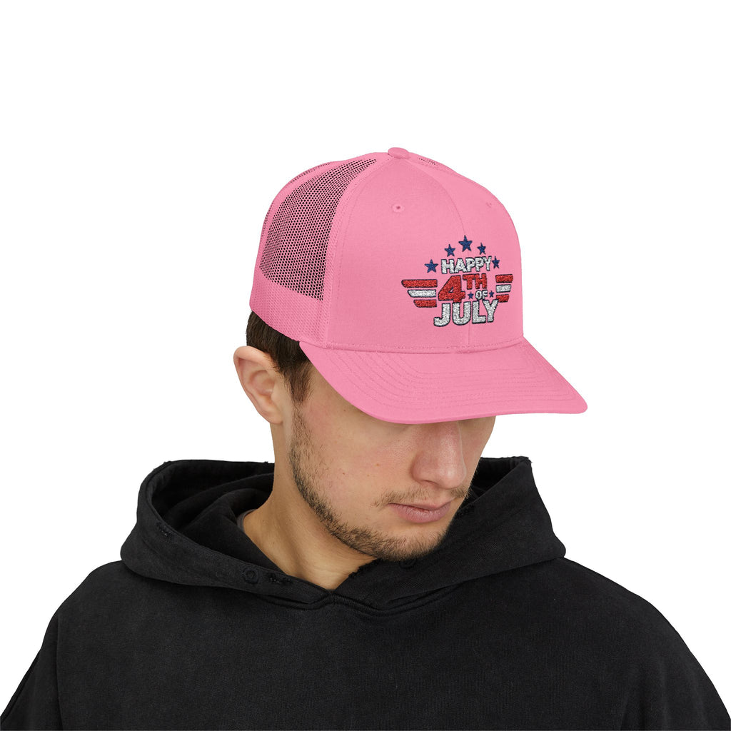 4th of July Trucker Hat – Patriotic Snapback Cap with Stars & Stripes Design