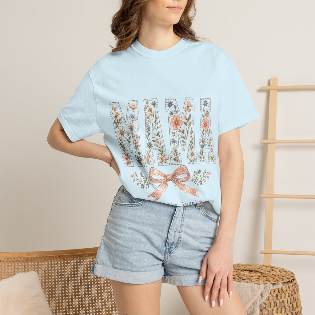 Mama Floral T‑Shirt – 'Wildly Loved' Bow Design, Mother's Day Gift