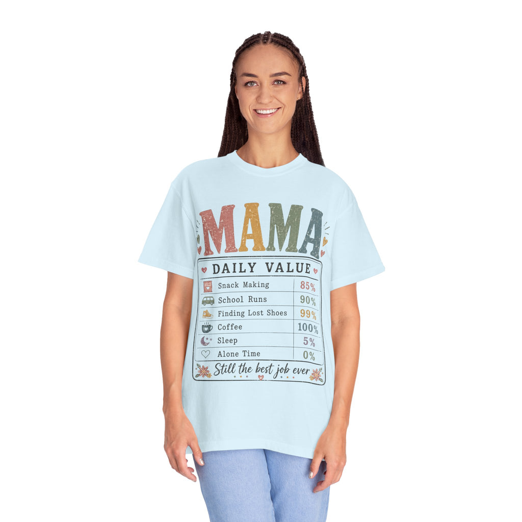 Mama Daily Value T-Shirt — Funny Mom Gift Tee ("Still the best job ever")