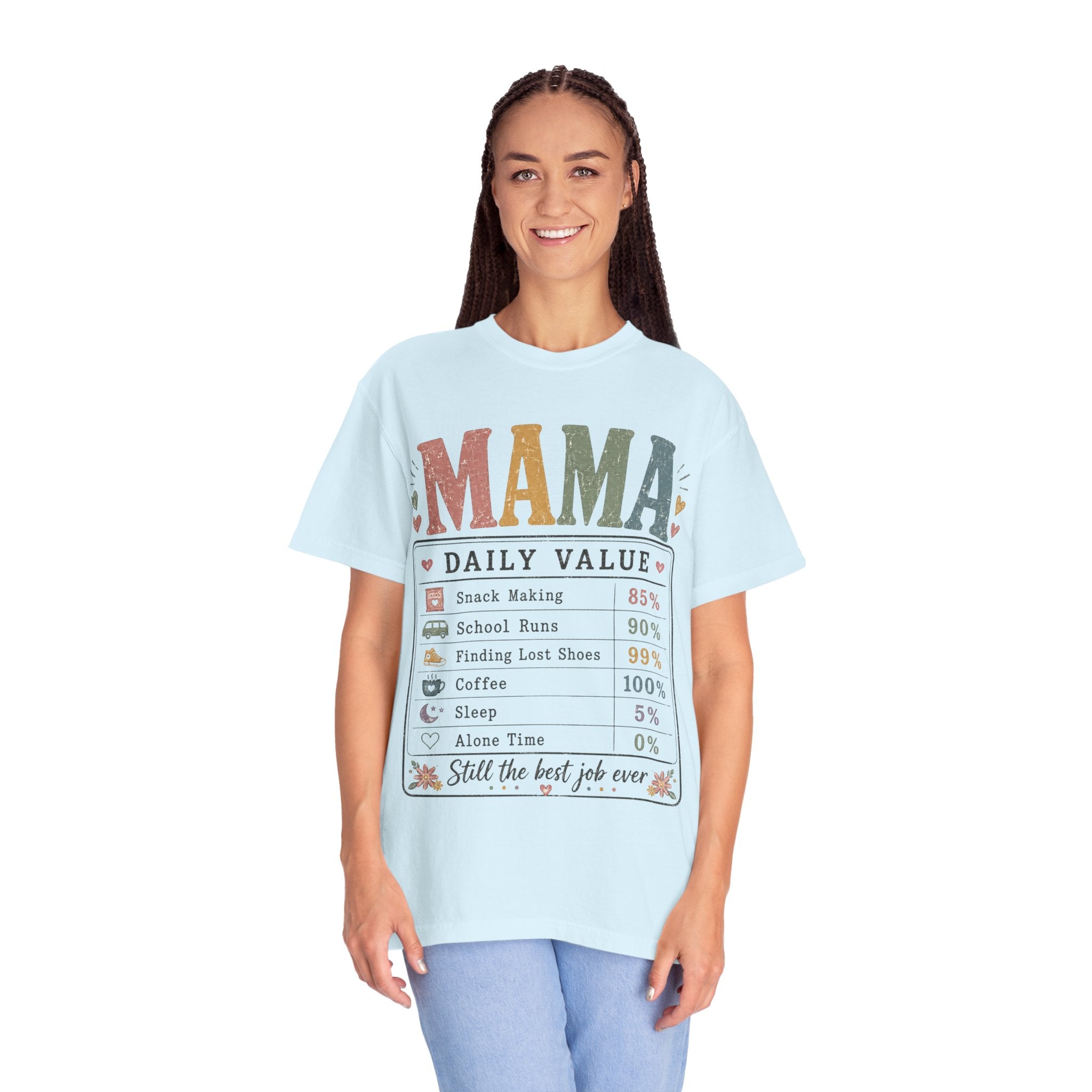 Mama Daily Value T-Shirt — Funny Mom Gift Tee ("Still the best job ever")