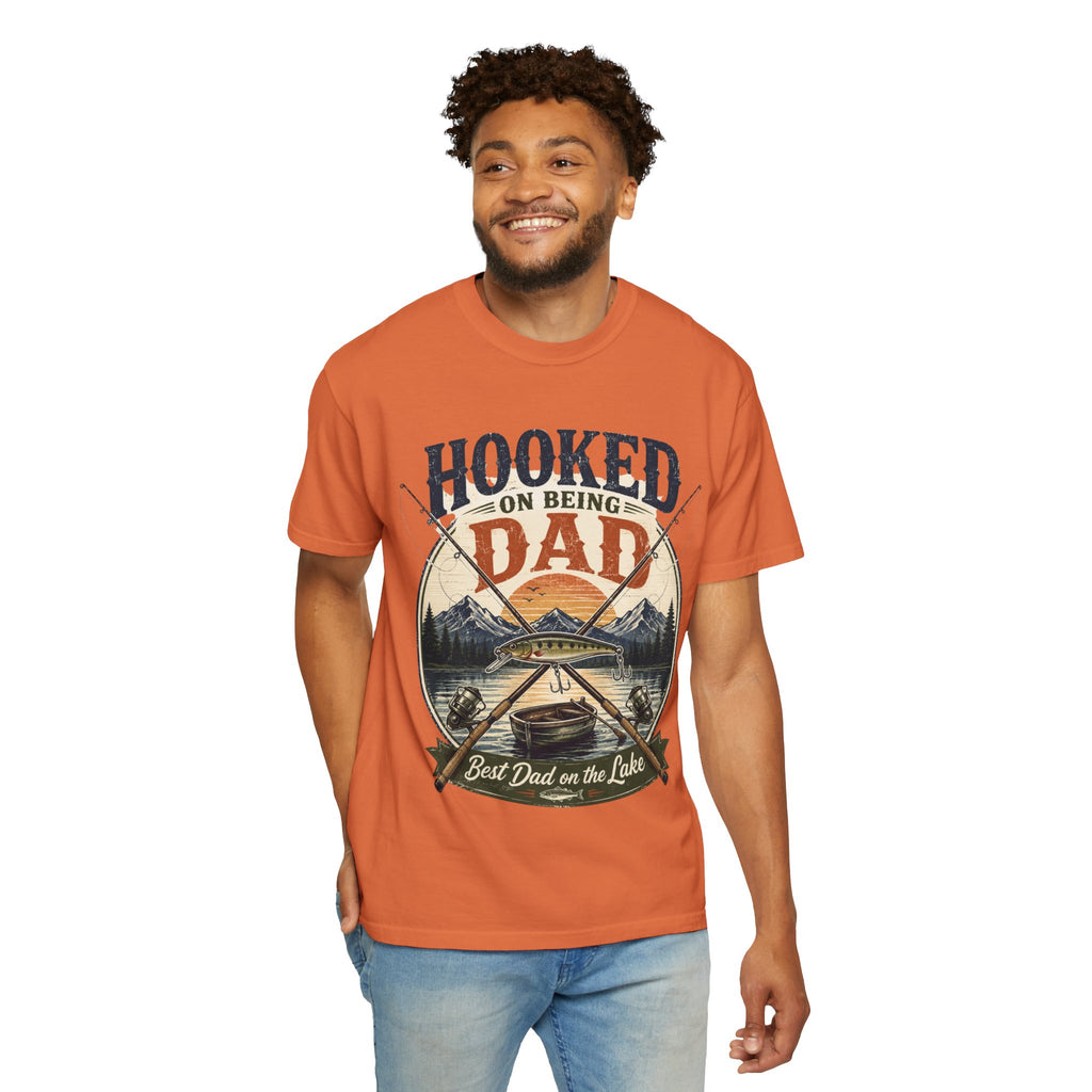 Hooked on Being Dad Fishing T-Shirt — Best Dad on the Lake Gift