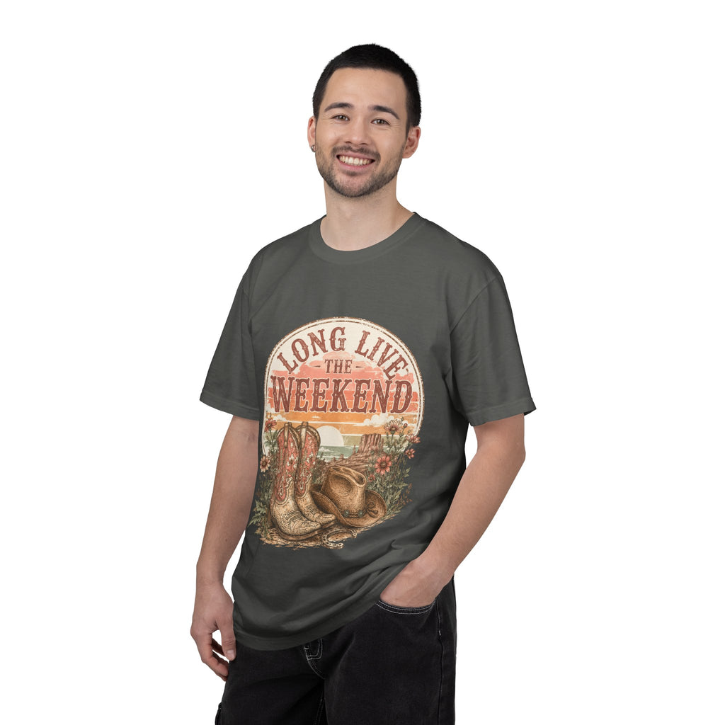 Weekend Vibes Cowboy Boots T-Shirt — "Long Live The Weekend" Graphic Tee