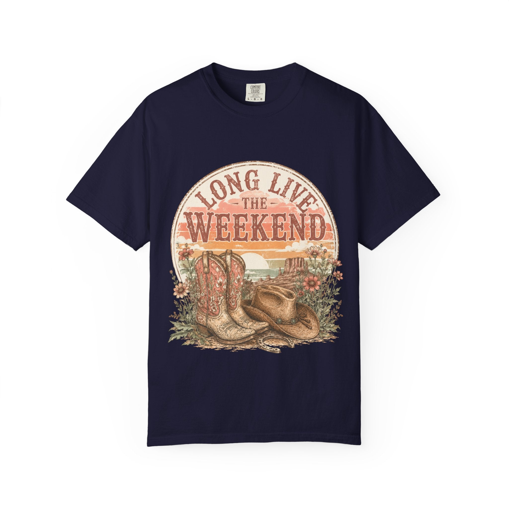 Weekend Vibes Cowboy Boots T-Shirt — "Long Live The Weekend" Graphic Tee