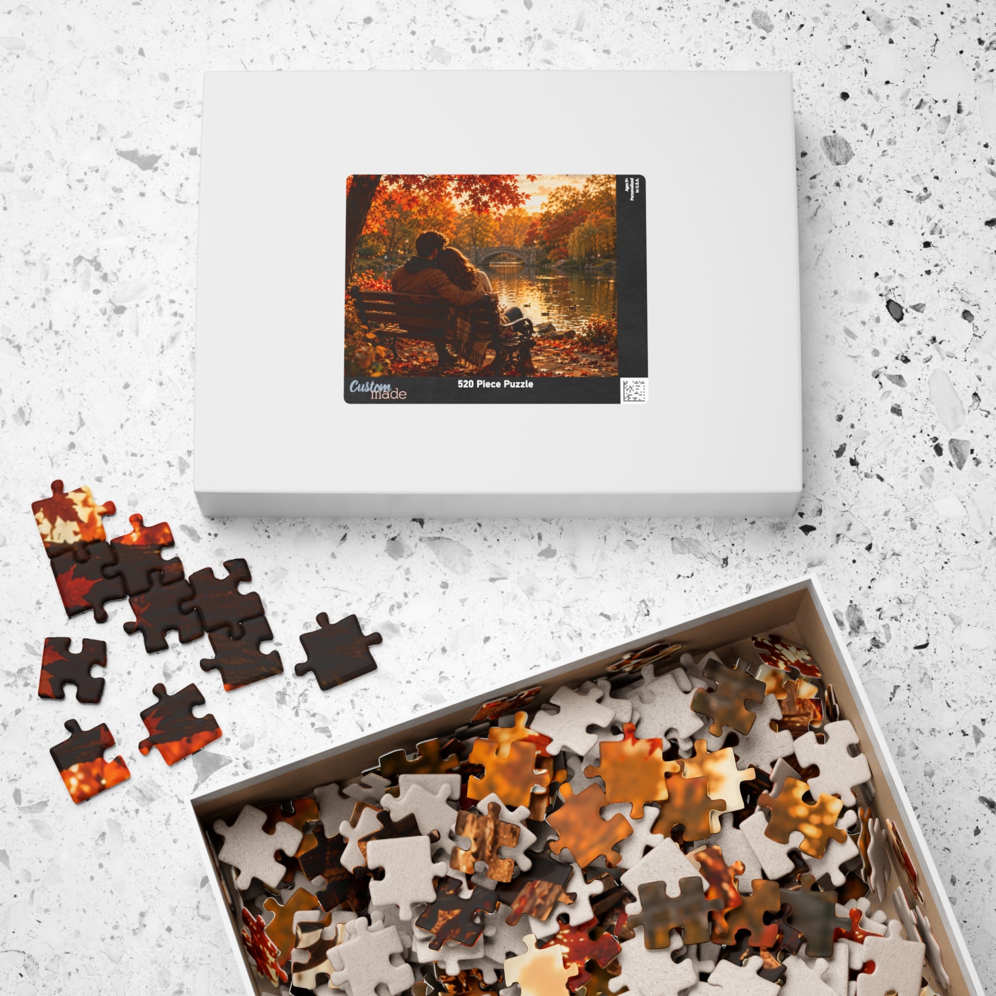 Autumn Romance Jigsaw Puzzle — Cozy Couples in Fall Park (110/252/520/1014 pc)