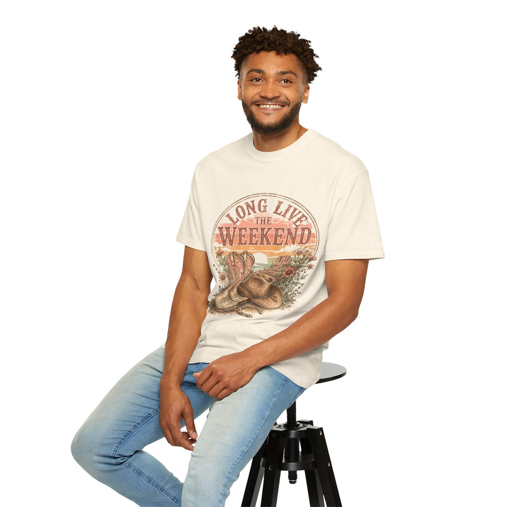 Weekend Vibes Cowboy Boots T-Shirt — "Long Live The Weekend" Graphic Tee