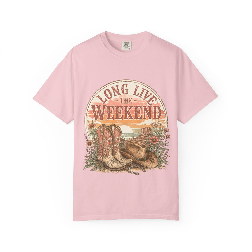 Weekend Vibes Cowboy Boots T-Shirt — "Long Live The Weekend" Graphic Tee