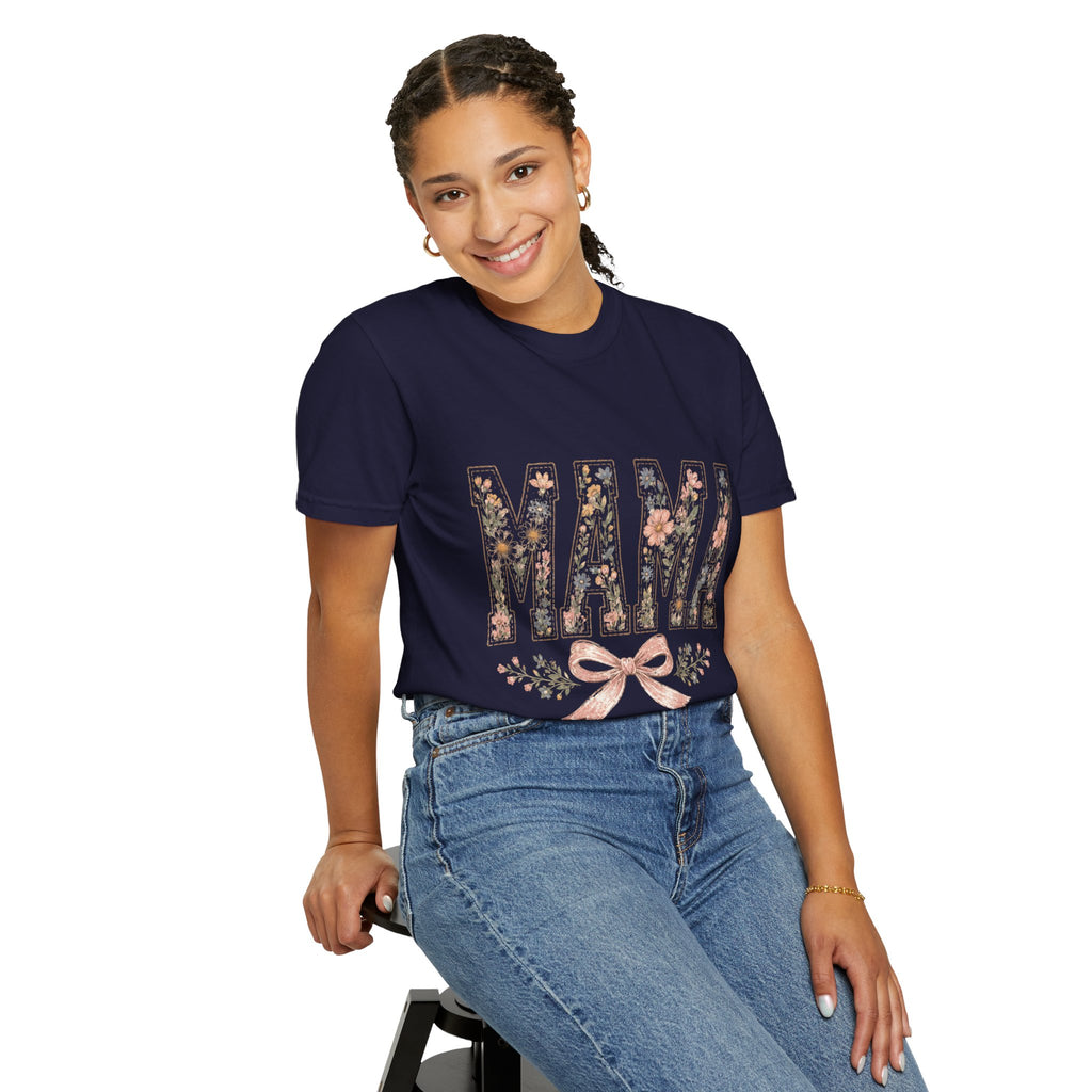 Mama Floral T‑Shirt – 'Wildly Loved' Bow Design, Mother's Day Gift