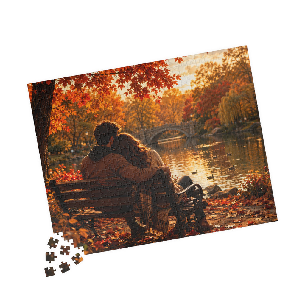 Autumn Romance Jigsaw Puzzle — Cozy Couples in Fall Park (110/252/520/1014 pc)