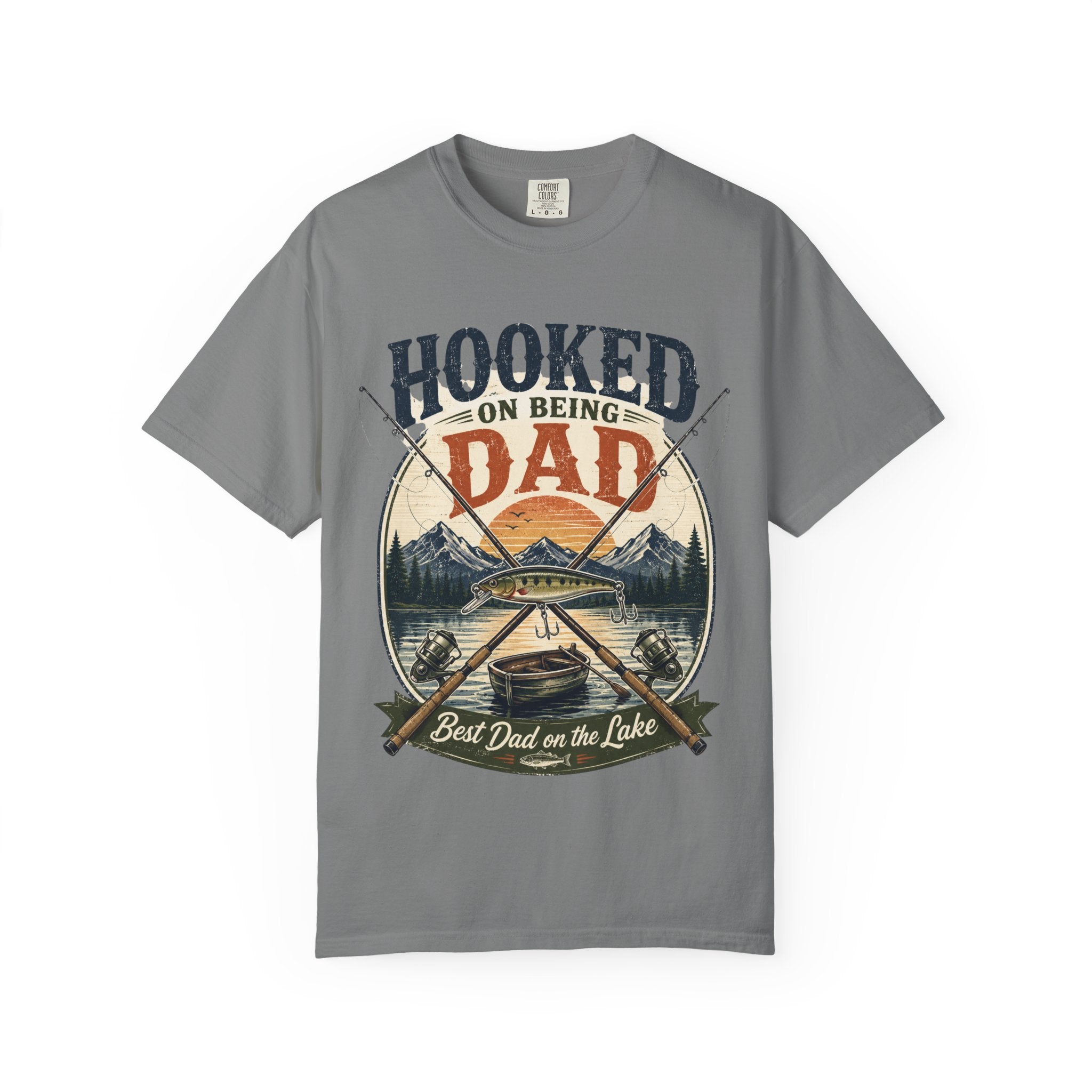 Hooked on Being Dad Fishing T-Shirt — Best Dad on the Lake Gift