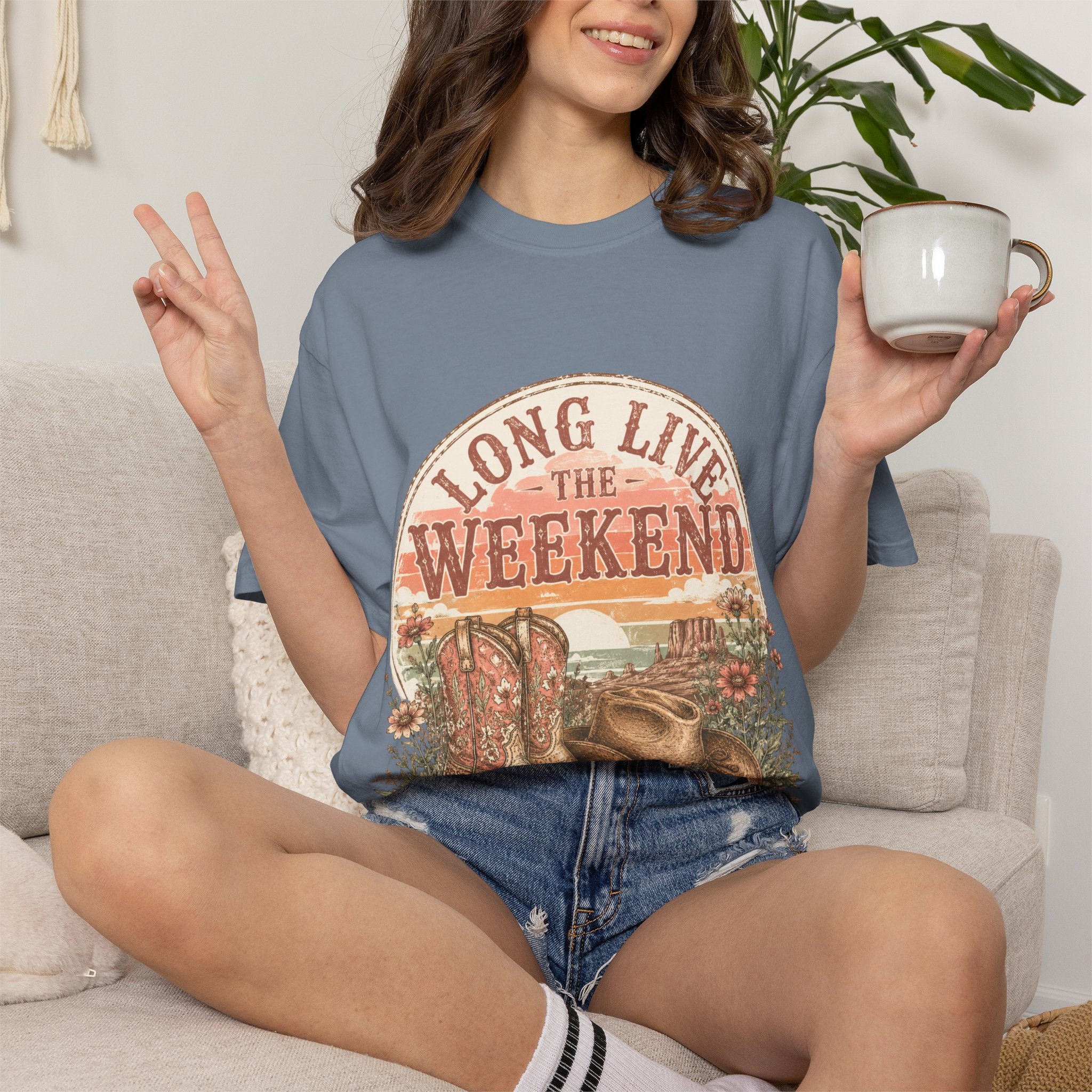 Weekend Vibes Cowboy Boots T-Shirt — "Long Live The Weekend" Graphic Tee