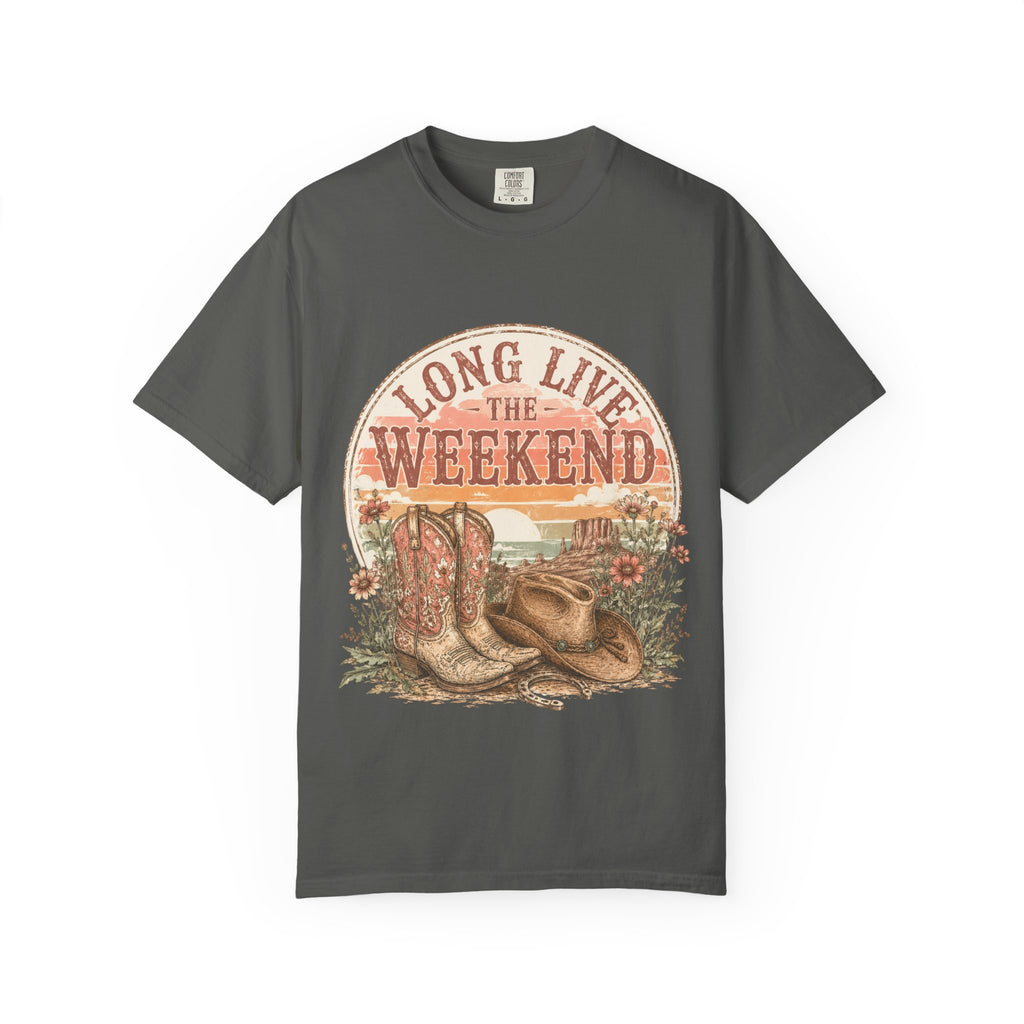 Weekend Vibes Cowboy Boots T-Shirt — "Long Live The Weekend" Graphic Tee