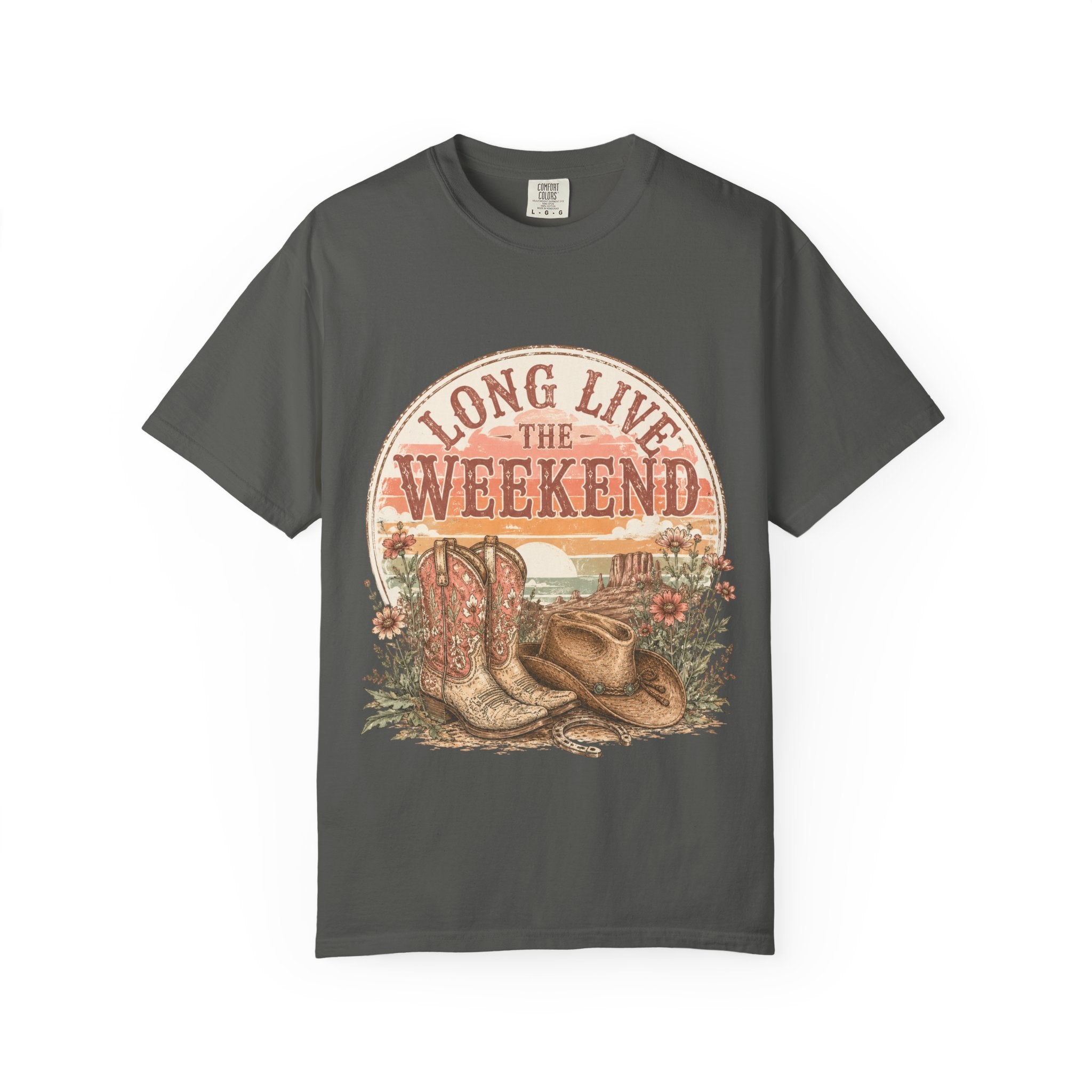 Weekend Vibes Cowboy Boots T-Shirt — "Long Live The Weekend" Graphic Tee