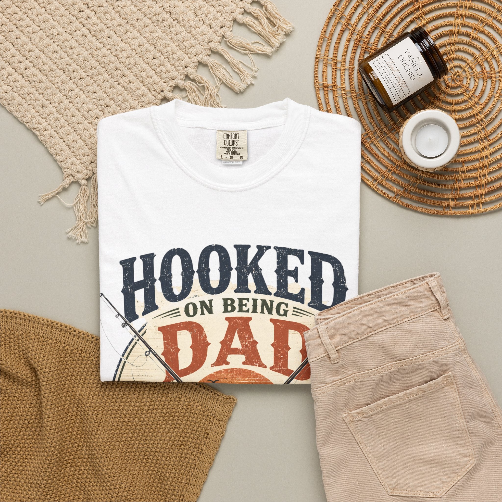 Hooked on Being Dad Fishing T-Shirt — Best Dad on the Lake Gift