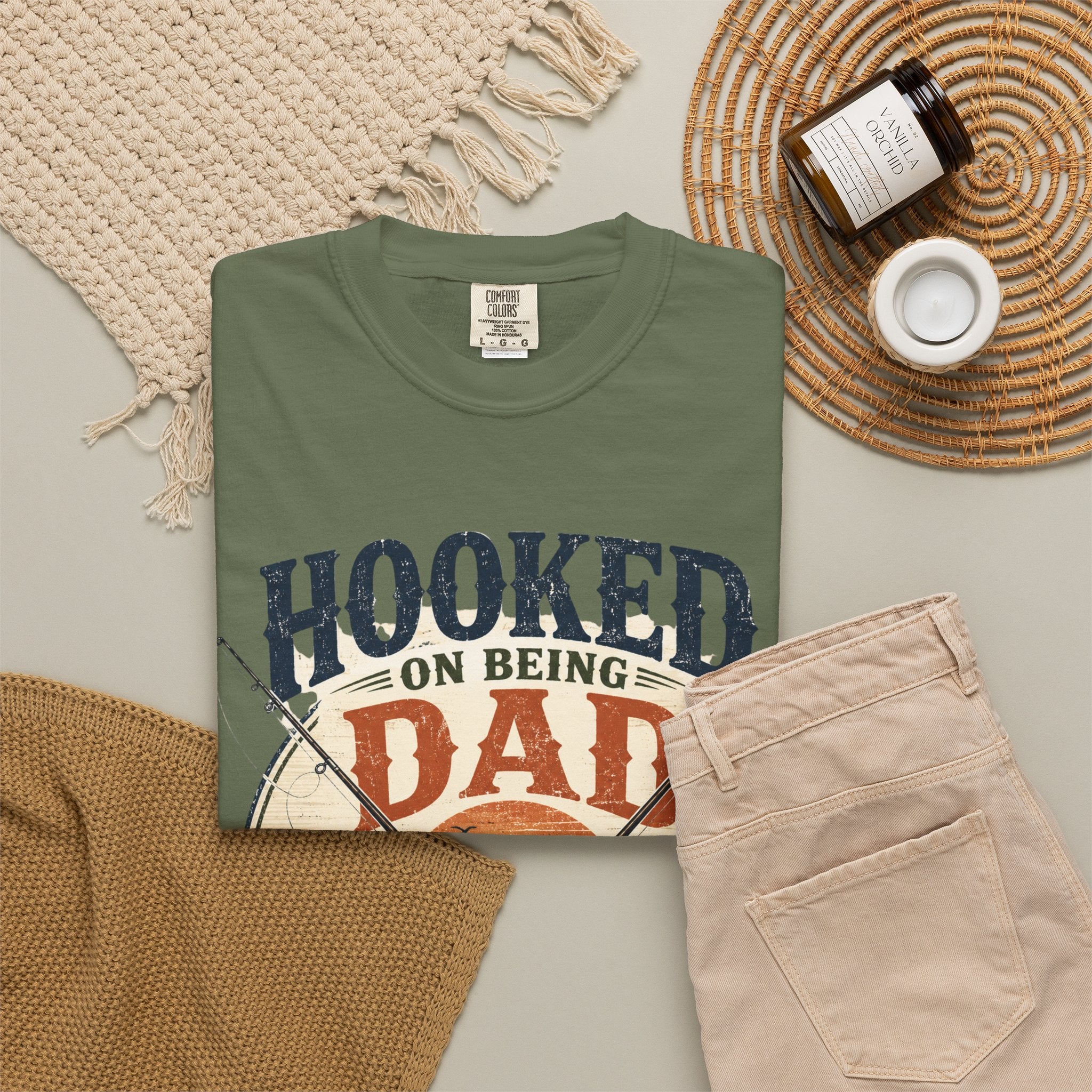 Hooked on Being Dad Fishing T-Shirt — Best Dad on the Lake Gift