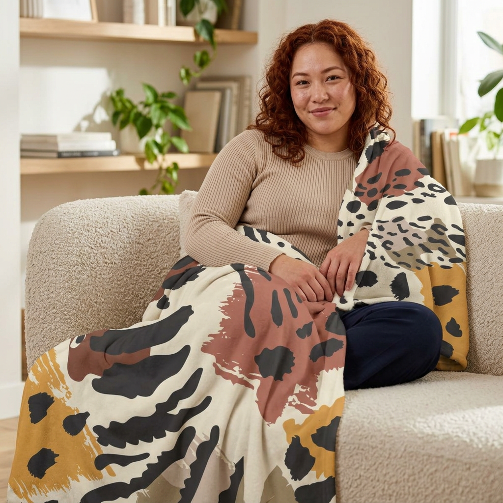 Abstract Animal Print Throw Pillow — Custom Shaped Decorative Cushion