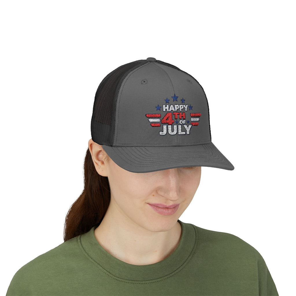 4th of July Trucker Hat – Patriotic Snapback Cap with Stars & Stripes Design