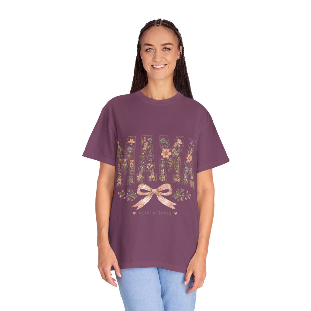 Mama Floral T‑Shirt – 'Wildly Loved' Bow Design, Mother's Day Gift