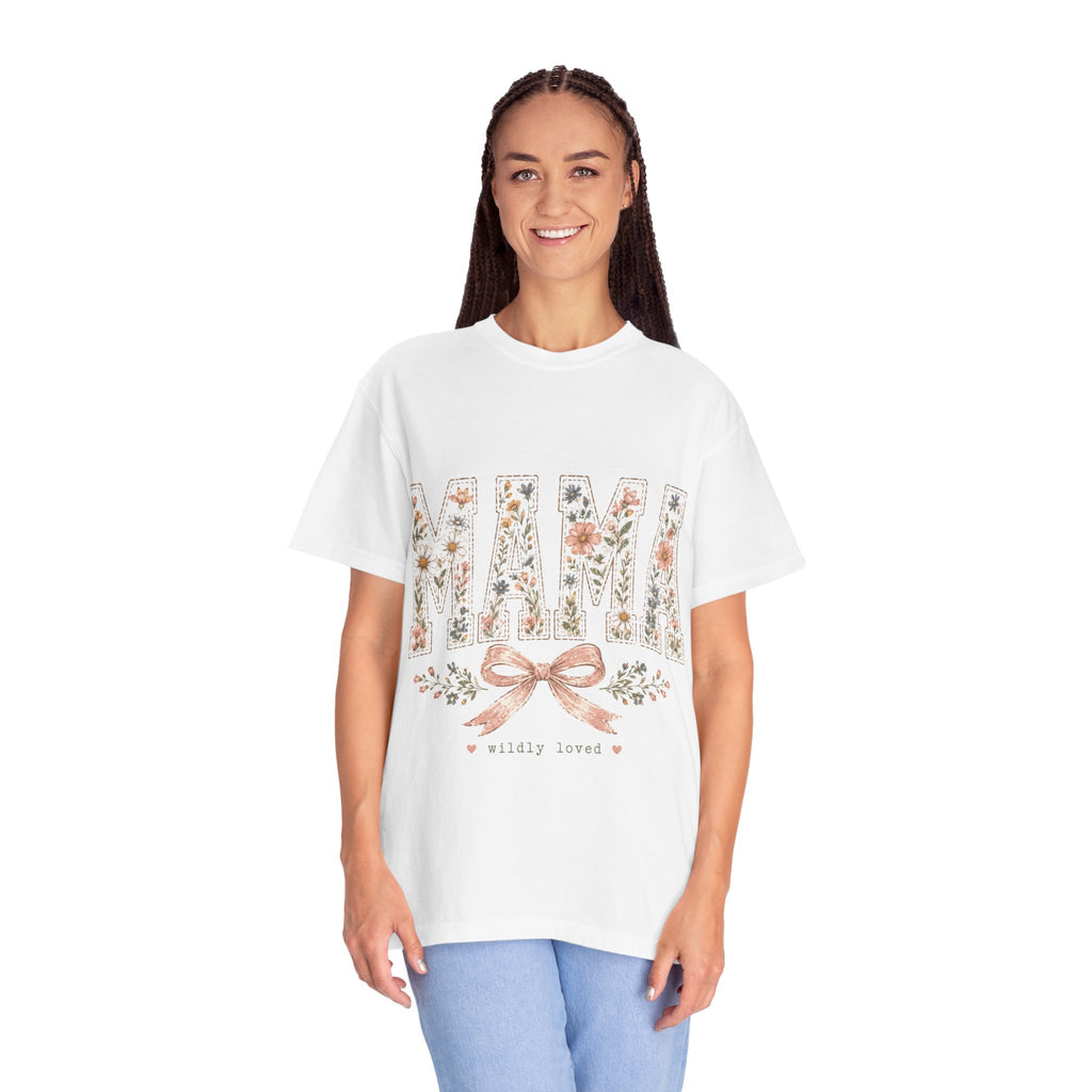 Mama Floral T‑Shirt – 'Wildly Loved' Bow Design, Mother's Day Gift