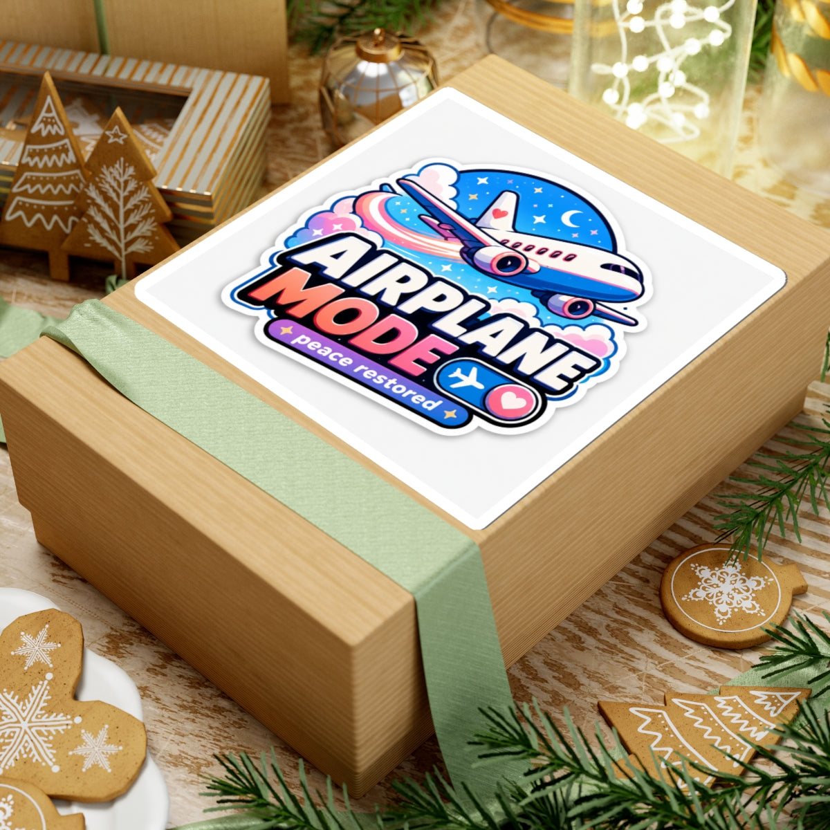 Airplane Mode Sticker — Cute Travel Plane Kiss-Cut Decal ("Airplane Mode: peace restored")