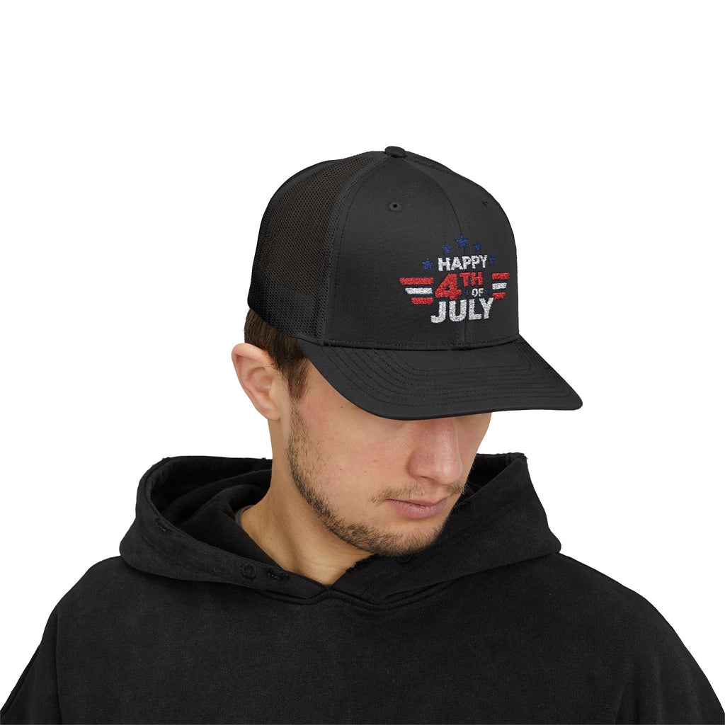 4th of July Trucker Hat – Patriotic Snapback Cap with Stars & Stripes Design