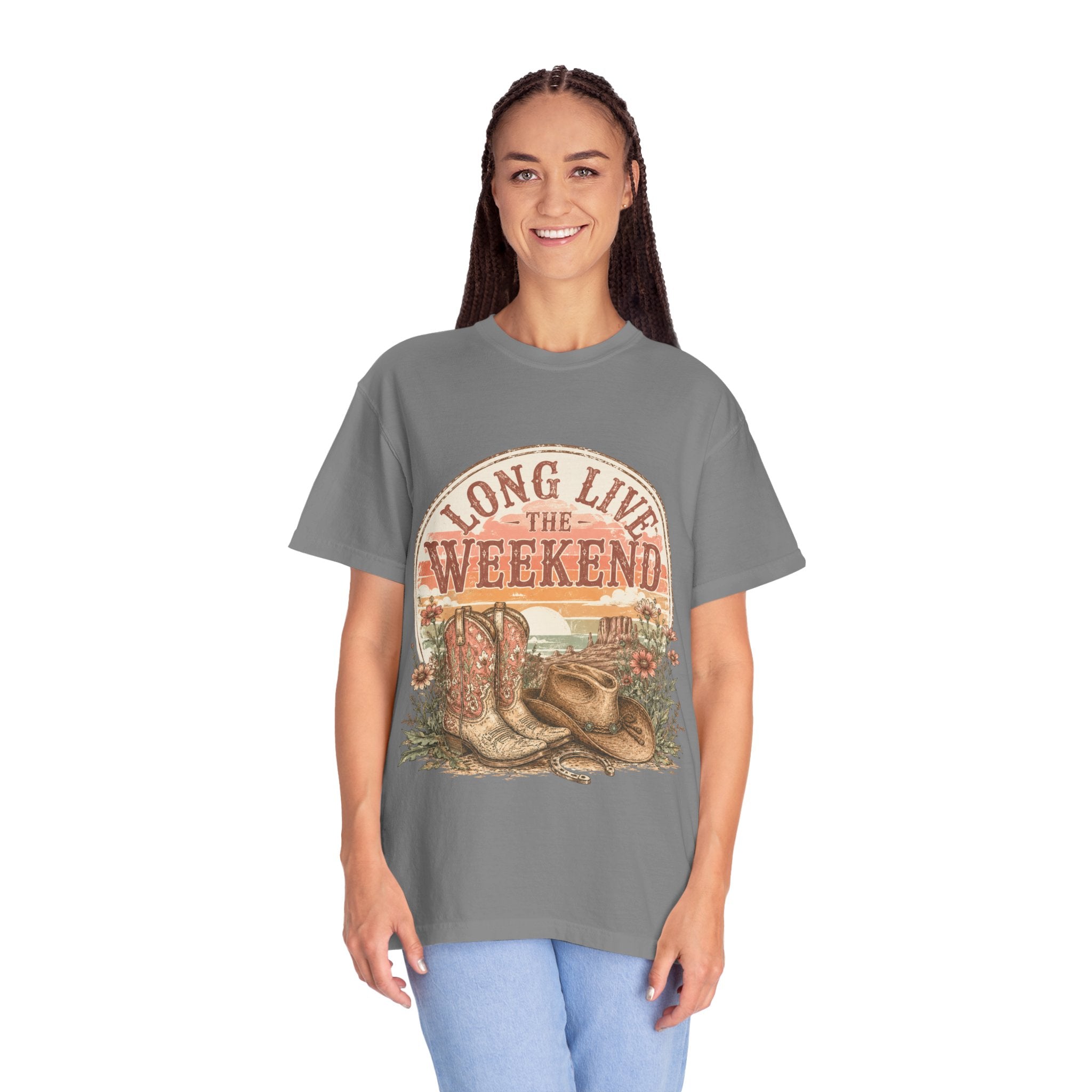 Weekend Vibes Cowboy Boots T-Shirt — "Long Live The Weekend" Graphic Tee