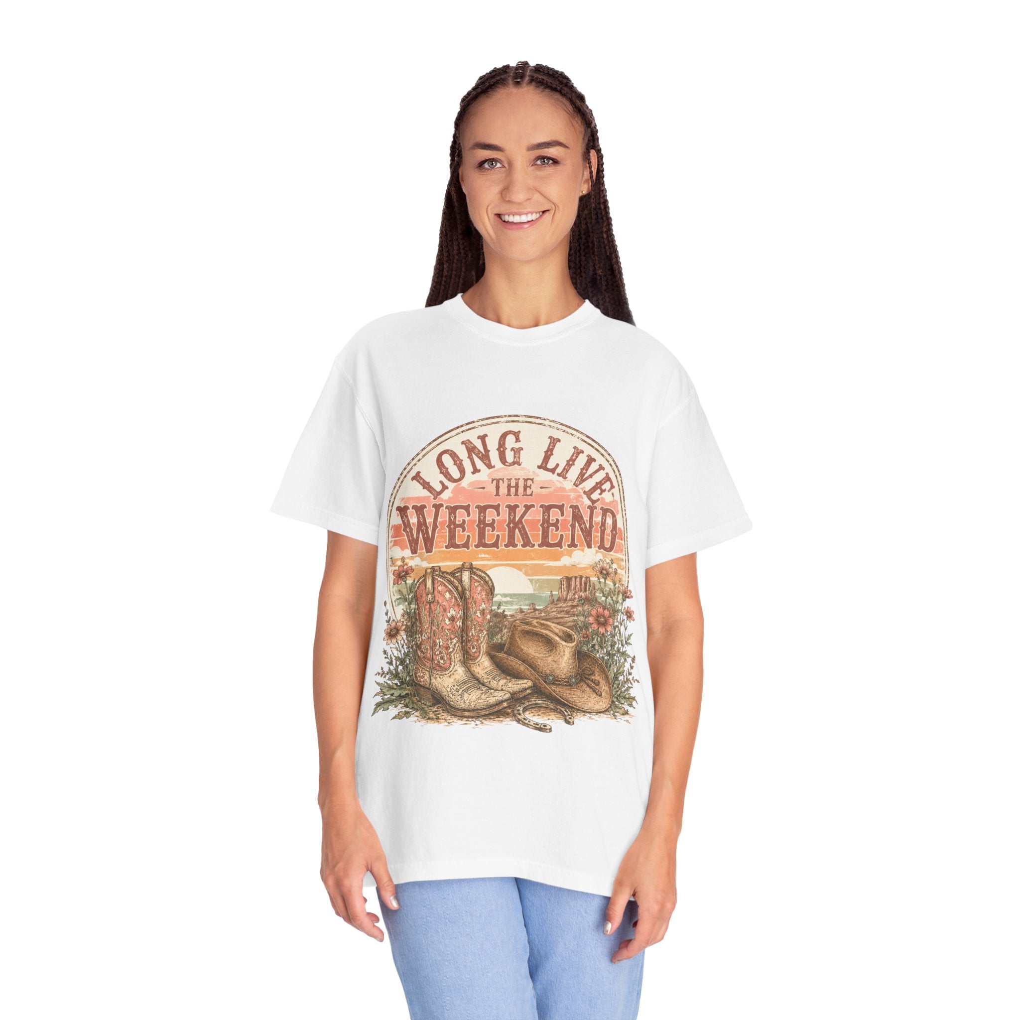 Weekend Vibes Cowboy Boots T-Shirt — "Long Live The Weekend" Graphic Tee