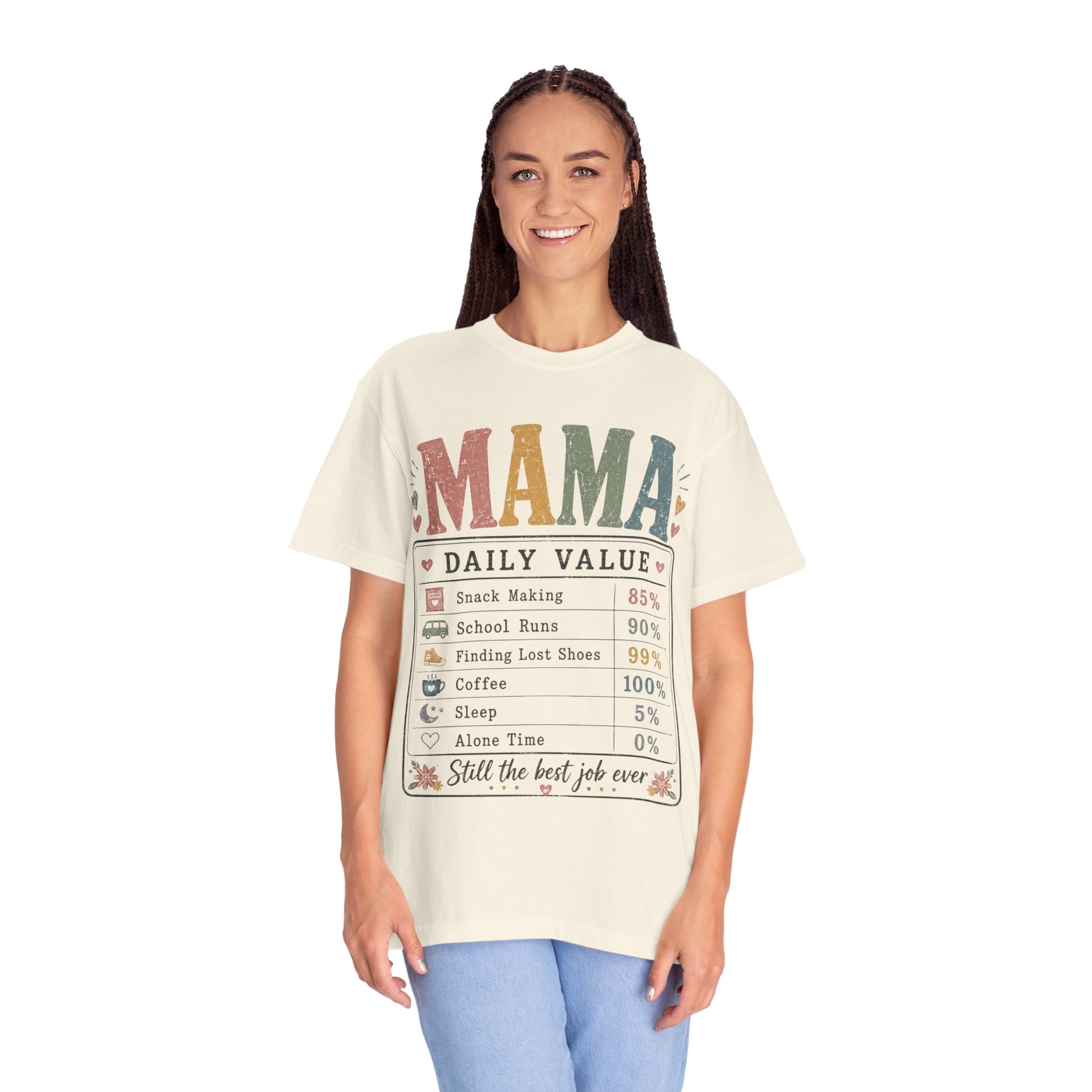 Mama Daily Value T-Shirt — Funny Mom Gift Tee ("Still the best job ever")