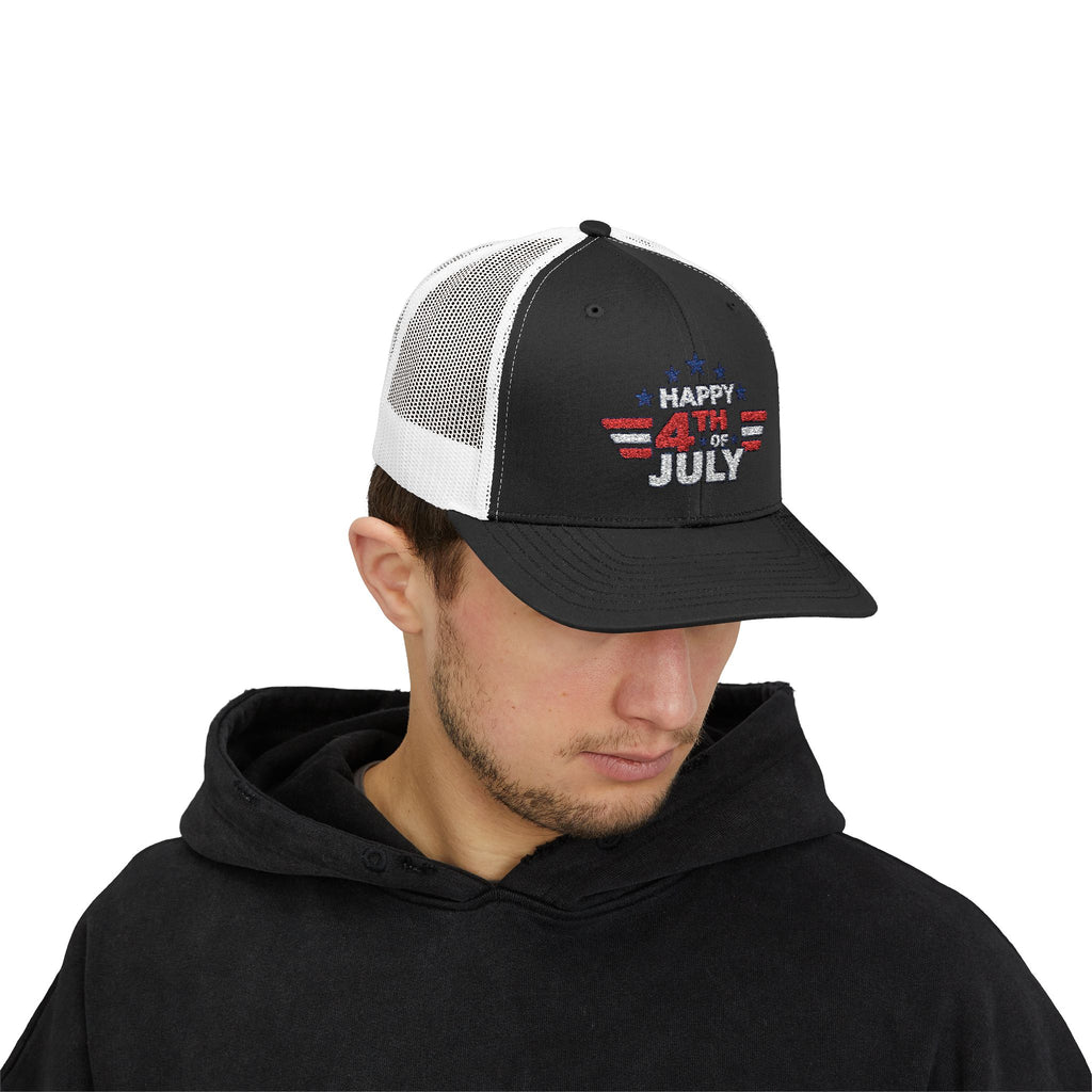 4th of July Trucker Hat – Patriotic Snapback Cap with Stars & Stripes Design