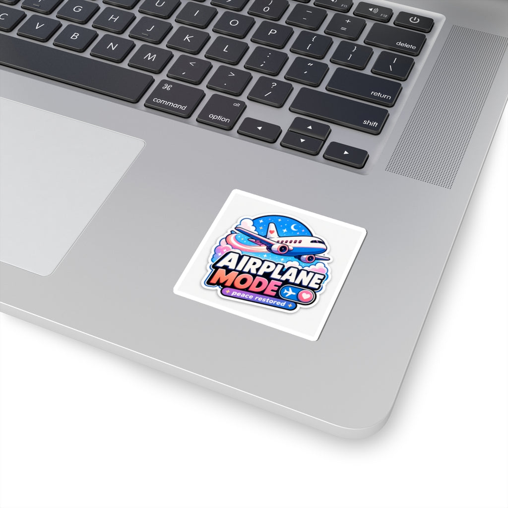 Airplane Mode Sticker — Cute Travel Plane Kiss-Cut Decal ("Airplane Mode: peace restored")
