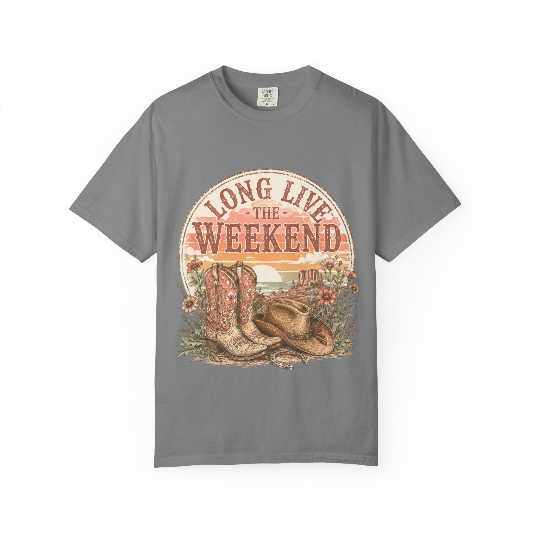 Weekend Vibes Cowboy Boots T-Shirt — "Long Live The Weekend" Graphic Tee