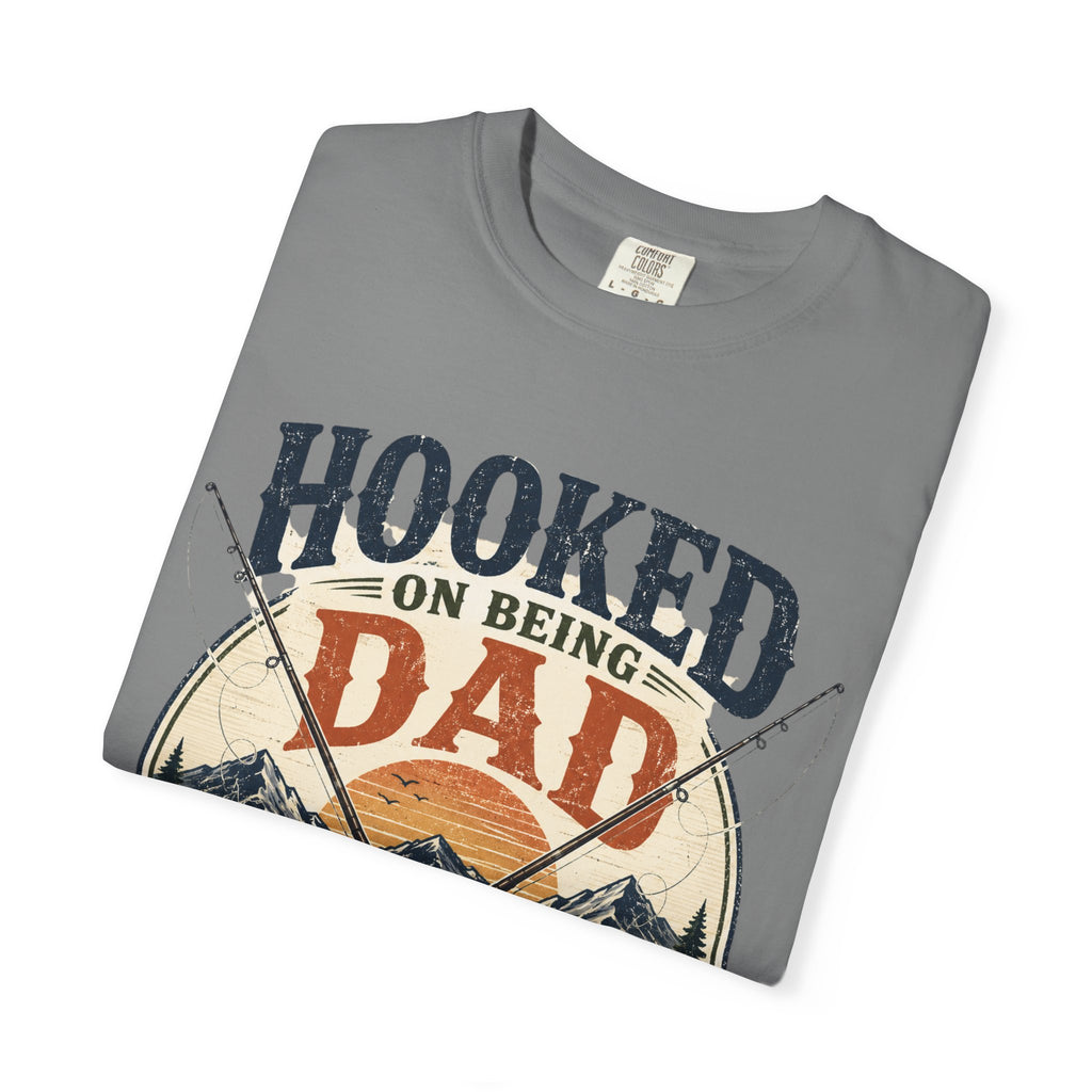 Hooked on Being Dad Fishing T-Shirt — Best Dad on the Lake Gift