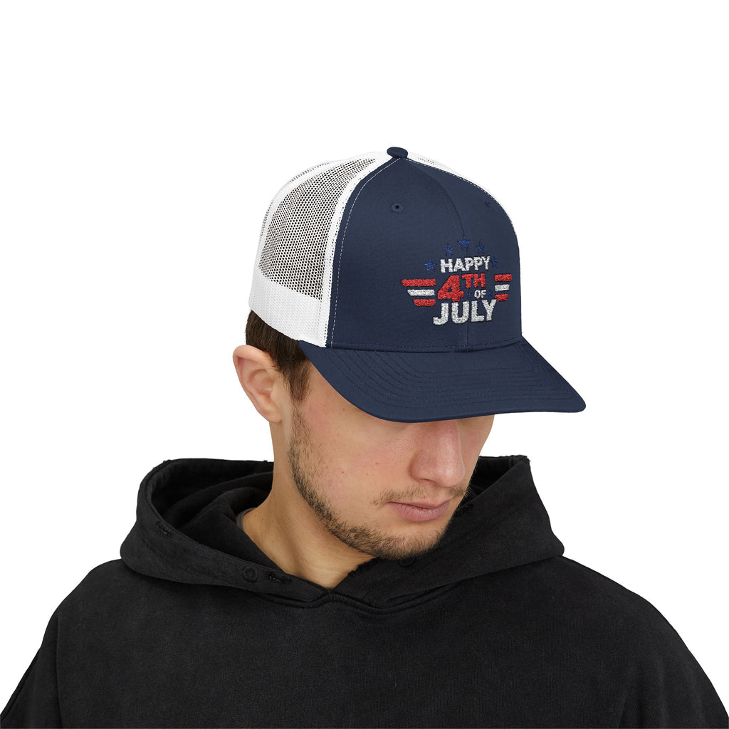 4th of July Trucker Hat – Patriotic Snapback Cap with Stars & Stripes Design
