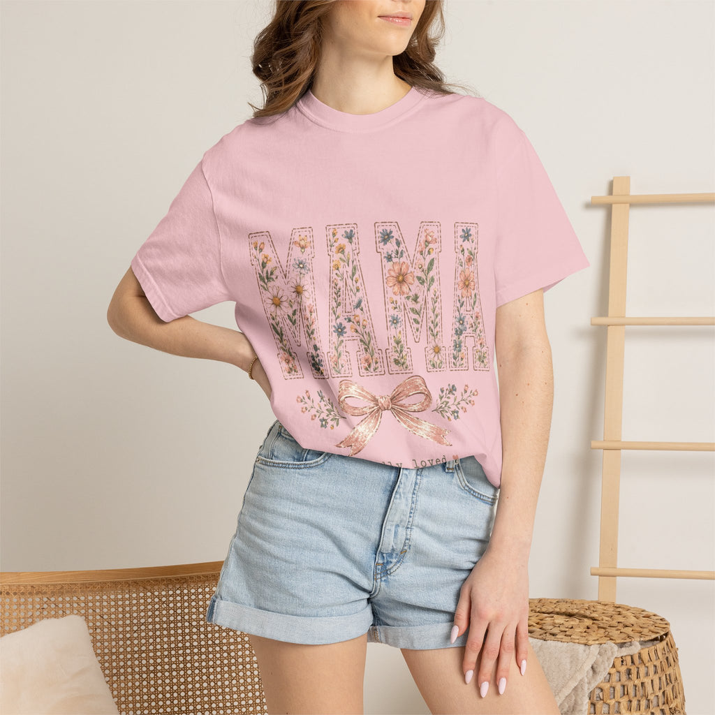 Mama Floral T‑Shirt – 'Wildly Loved' Bow Design, Mother's Day Gift